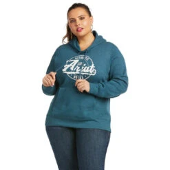 Hoodie Ariat Real Arm Logo Teal W22 Ladies