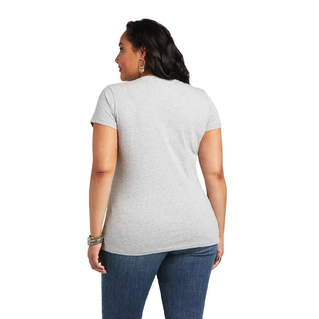Tee Shirt Ariat Real Logo Script Classic Fit Heather Grey Sp22 Ladies - Image 6