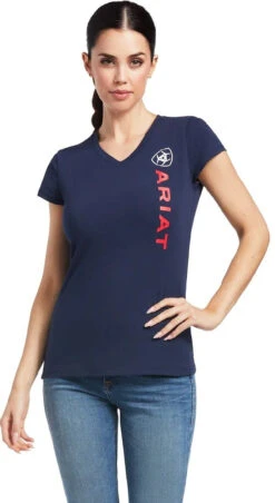 Tee Shirt Ariat Vertical Logo Navy Sp22 Ladies