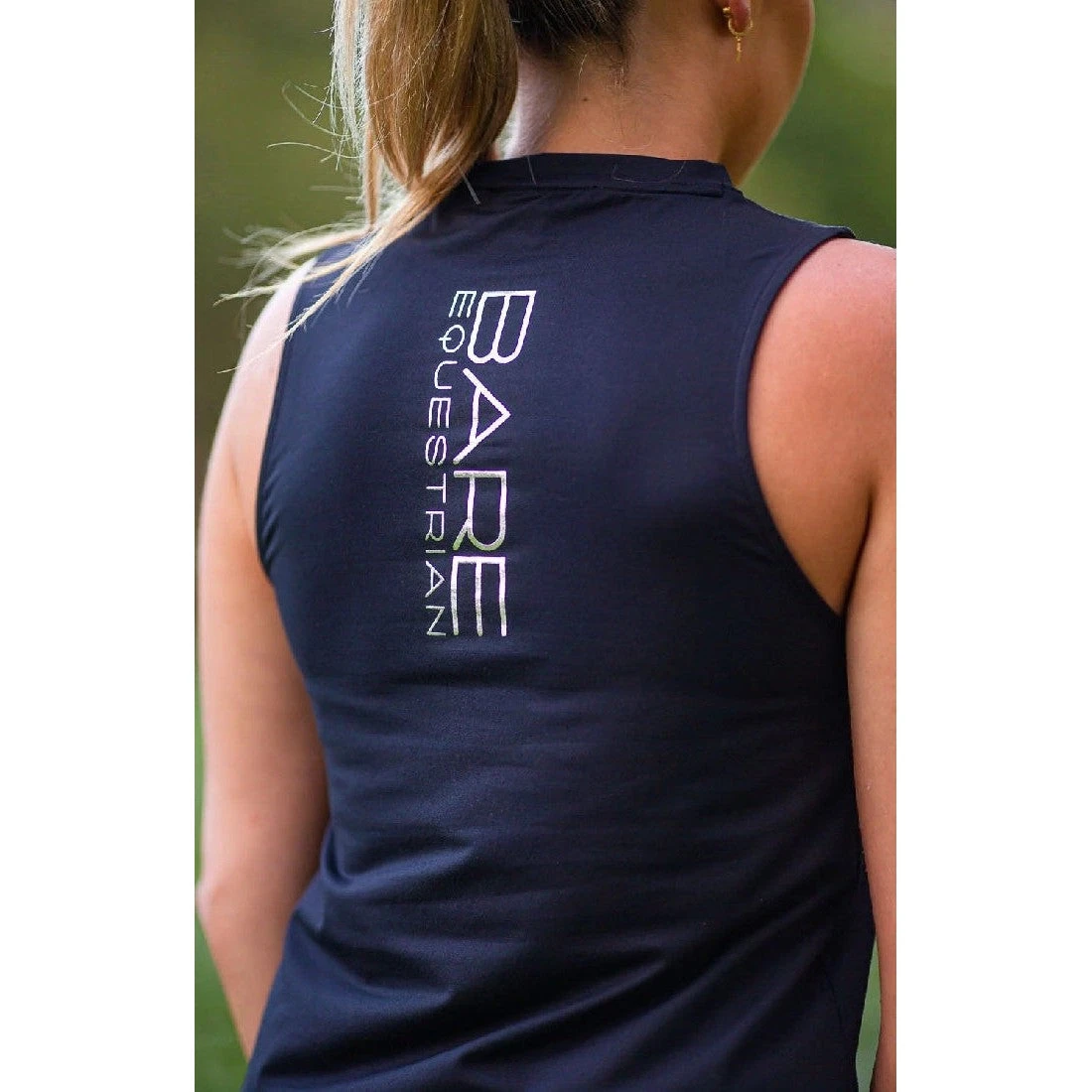 Black Equestrian Tank Top With Recycled Foil Logo - Image 2