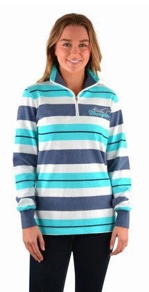 Rugby Top Wrangler Valentina Stripe Long Sleeve W22 Aqua Multi Ladies